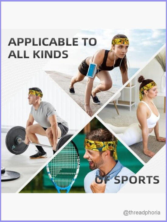 Moisture Wicking Sports Sweatband Headband Adjustable Tie Back main image 5